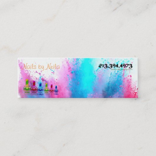 Nail Tech Nail Artist Nail Salon Business Card Mini Visitenkarte (Vorderseite)