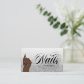 Nail Tech Nail Artist Silver Glam Glitzer Salon Visitenkarte (Stehend Vorderseite)