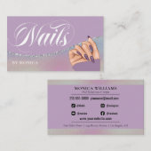 Nail Tech, Nail Salon Lila Elegant Visitenkarte (Vorne/Hinten)