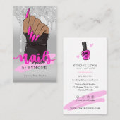 Nail Tech Nail Salon Silver Glitzer Drilling Visitenkarte (Vorne/Hinten)