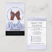 Nail Tech / Nails Salon Blue Glam Business Card Visitenkarte (Vorne/Hinten)