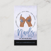 Nail Tech / Nails Salon Blue Glam Visitenkarte (Vorderseite)