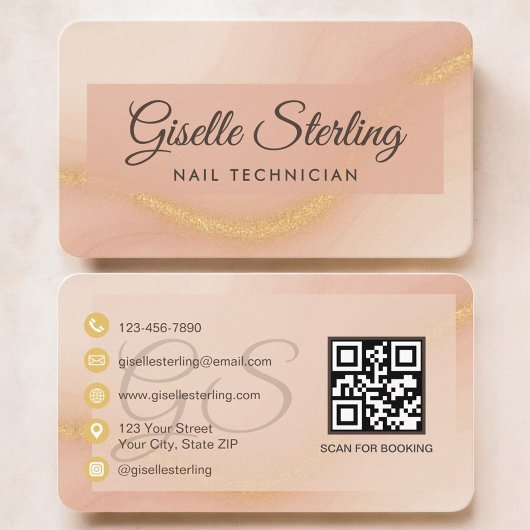 Nail Tech Neutral Terracotta QR Code Visitenkarte