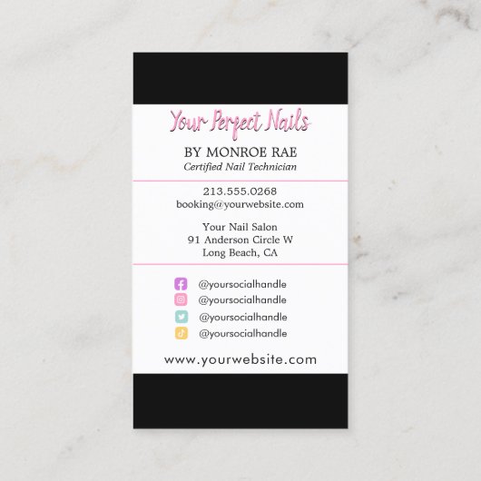 Nail Tech oder Stylist Nail Salon Holographic Visitenkarte (Rückseite)