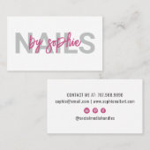 Nail Tech Pink White Visitenkarte (Vorne/Hinten)