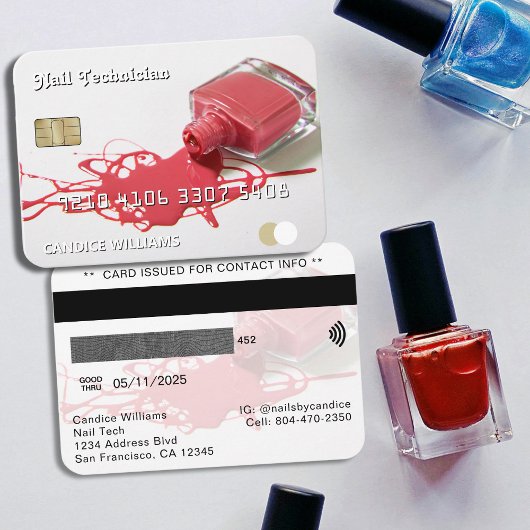 Nail Tech Polish Credit Debit Business Card Visitenkarte