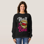 Nail Tech Quote Work Uniform Nail Polnischer Leopa Sweatshirt (Vorne ganz)