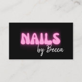 Nail Tech Retro Rosa Neon QR Code Trendy Visitenkarte (Vorderseite)