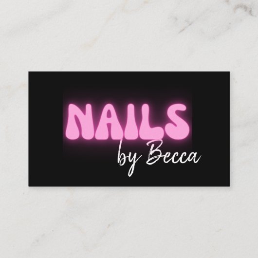 Nail Tech Retro Rosa Neon QR Code Trendy Visitenkarte (Vorderseite)