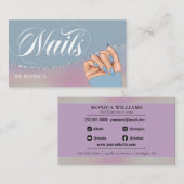 Nail Tech & Salon Blue Rainbow Metallic Elegant Bu Visitenkarte (Vorne/Hinten)