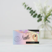 Nail Tech/Salon - Holografischer Pastelenbogen, Lo Visitenkarte (Stehend Vorderseite)