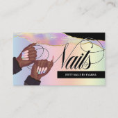 Nail Tech/Salon Holographic Rainbow - Benutzerdefi Visitenkarte (Vorderseite)