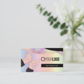 Nail Tech/Salon Holographic Rainbow Custom Logo Visitenkarte (Stehend Vorderseite)