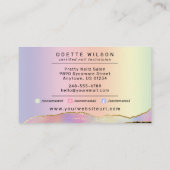 Nail Tech/Salon Holographic Rainbow Custom Logo Visitenkarte (Rückseite)