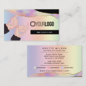 Nail Tech/Salon Holographic Rainbow Custom Logo Visitenkarte (Vorne/Hinten)