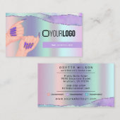 Nail Tech/Salon Pastel Lila Metallic - Ihr Logo Visitenkarte (Vorne/Hinten)