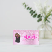 Nail Tech Salon Pink Diamond Driving Glitzer Visitenkarte (Stehend Vorderseite)