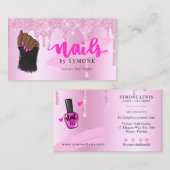 Nail Tech Salon Pink Diamond Driving Glitzer Visitenkarte (Vorne/Hinten)