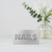 Nail Tech Salon Silver Modern Beruflich Visitenkarte (Stehend Vorderseite)