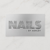 Nail Tech Salon Silver Modern Beruflich Visitenkarte (Vorderseite)