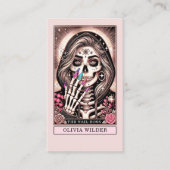 Nail Tech Tarot Card Bush Pink Business Card Visitenkarte (Vorderseite)