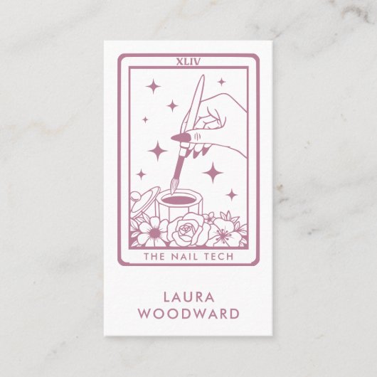 Nail Tech Tarot Card Dusty Pink Visitenkarte (Vorderseite)