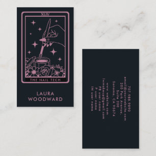 Nail Tech Tarot Card Theme Pink Black Visitenkarte
