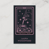 Nail Tech Tarot Card Theme Pink Black Visitenkarte (Vorderseite)