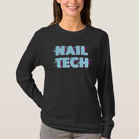 Nail Tech Work Uniform Nail Polnischer Glitch Retr T-Shirt (Vorderseite)