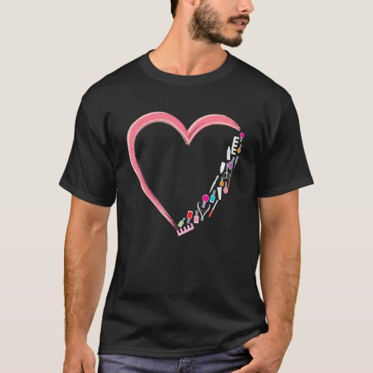 Nail Tech Work Uniform Nail Polnisches Herz T-Shirt (Vorderseite)