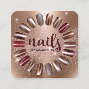 Nail Technicer Rose Gold Funkelnd Quadratische Visitenkarte