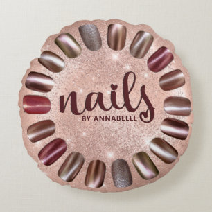 Nail Technicer Rose Gold Personalisiert Rundes Kissen