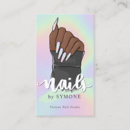 Nail Technician Beauty Salon Pastel Holographic Bu Visitenkarte