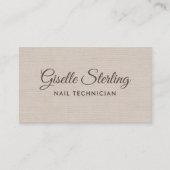 Nail Technician Beige Linen Modern Elegant QR Code Visitenkarte (Vorderseite)