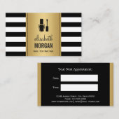 NAIL TECHNICIAN Black Gold Streifen Ernennung Terminkarte (Vorne/Hinten)