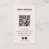 Nail Technician Blush Pink Photo Collage Qr Code Visitenkarte (Rückseite)
