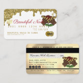 Nail Technician Driving Gold Glitzer Credit Style Visitenkarte (Vorne/Hinten)