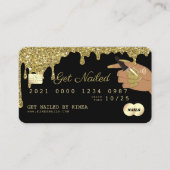Nail Technician Driving Gold Glitzer Credit Style Visitenkarte (Vorderseite)