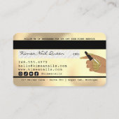 Nail Technician Driving Gold Glitzer Credit Style Visitenkarte (Rückseite)
