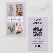Nail Technician Elegant Photo Collage QR Code Visitenkarte (Vorne/Hinten)