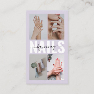 Nail Technician Elegant Photo Collage QR Code Visitenkarte