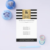 NAIL TECHNICIAN Elegantes Gold Schwarz-weiße Strei Flyer (Einzeln)