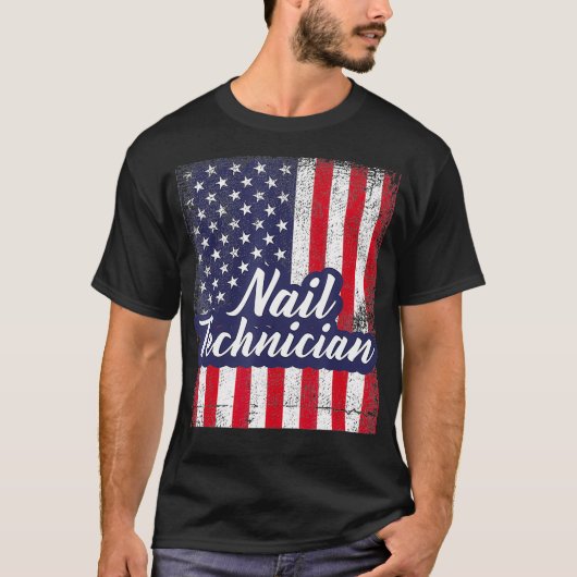 Nail Technician Flag USA Tools Nail Tech Artist T-Shirt (Vorderseite)