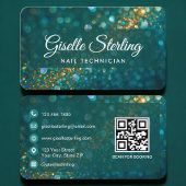 Nail Technician Green Gold QR Code Professional Visitenkarte
