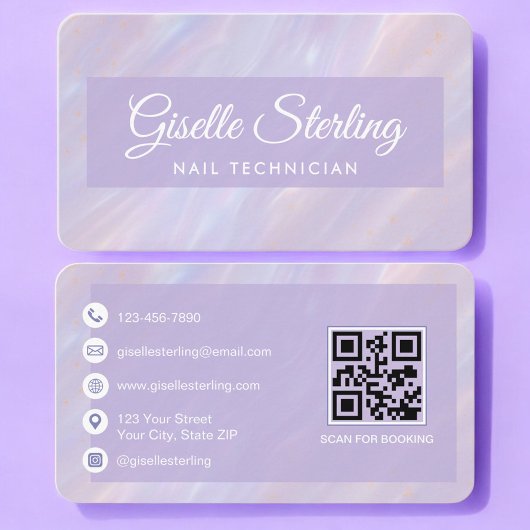 Nail Technician Iridescent QR Code Professional Visitenkarte