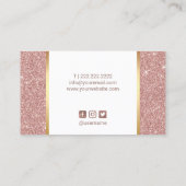 Nail Technician Makeup Artist Rose Gold Glitzer Visitenkarte (Rückseite)