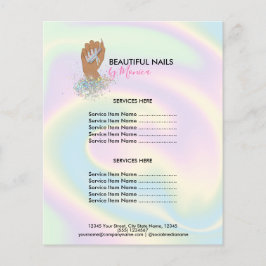 Nail Technician Mani Salon Holograph Girly Modern Flyer