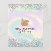 Nail Technician Mani Salon Holograph Girly Modern Flyer (Hinten)
