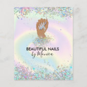 Nail Technician Mani Salon Holograph Girly Modern Flyer (Hinten)