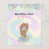 Nail Technician Mani Salon Holograph Girly Modern Flyer (Hinten)